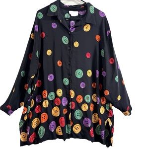 Button Down Tunic Spring Artsy Boho Top Size 4X